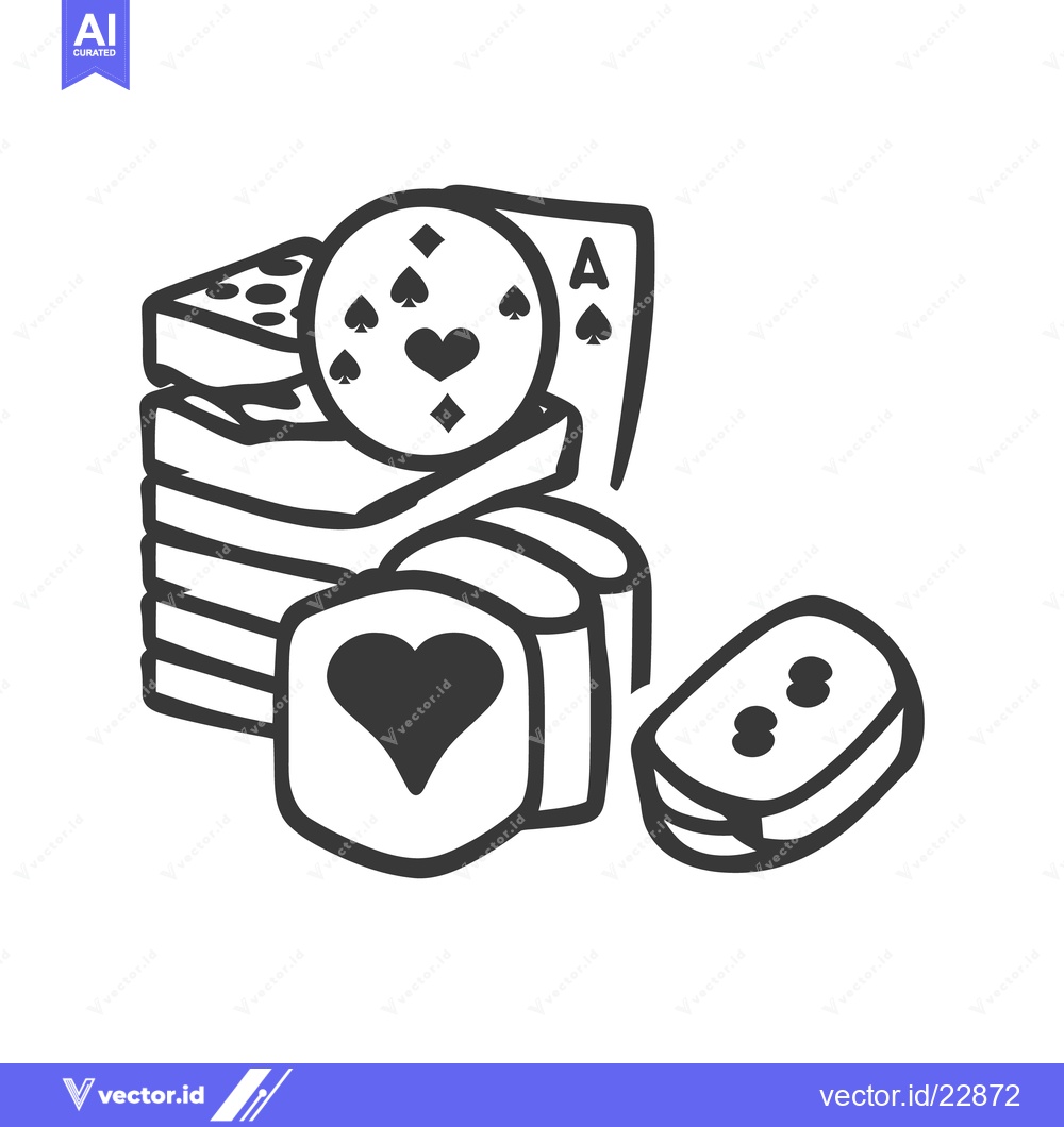 Premium Vector dari A black and white illustration of gaming chips and cards