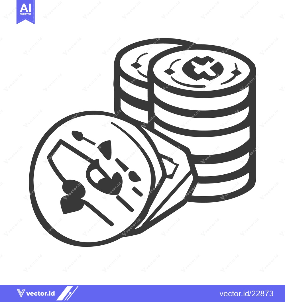 Premium Vector of Various stacks of round tokens with decorative markings and details