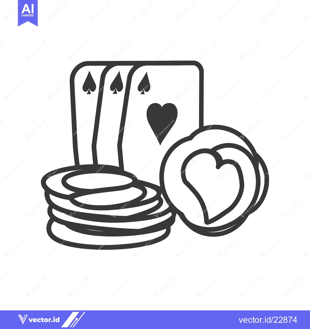 Premium Vector of Black and white illustration depicting cards and gambling chips