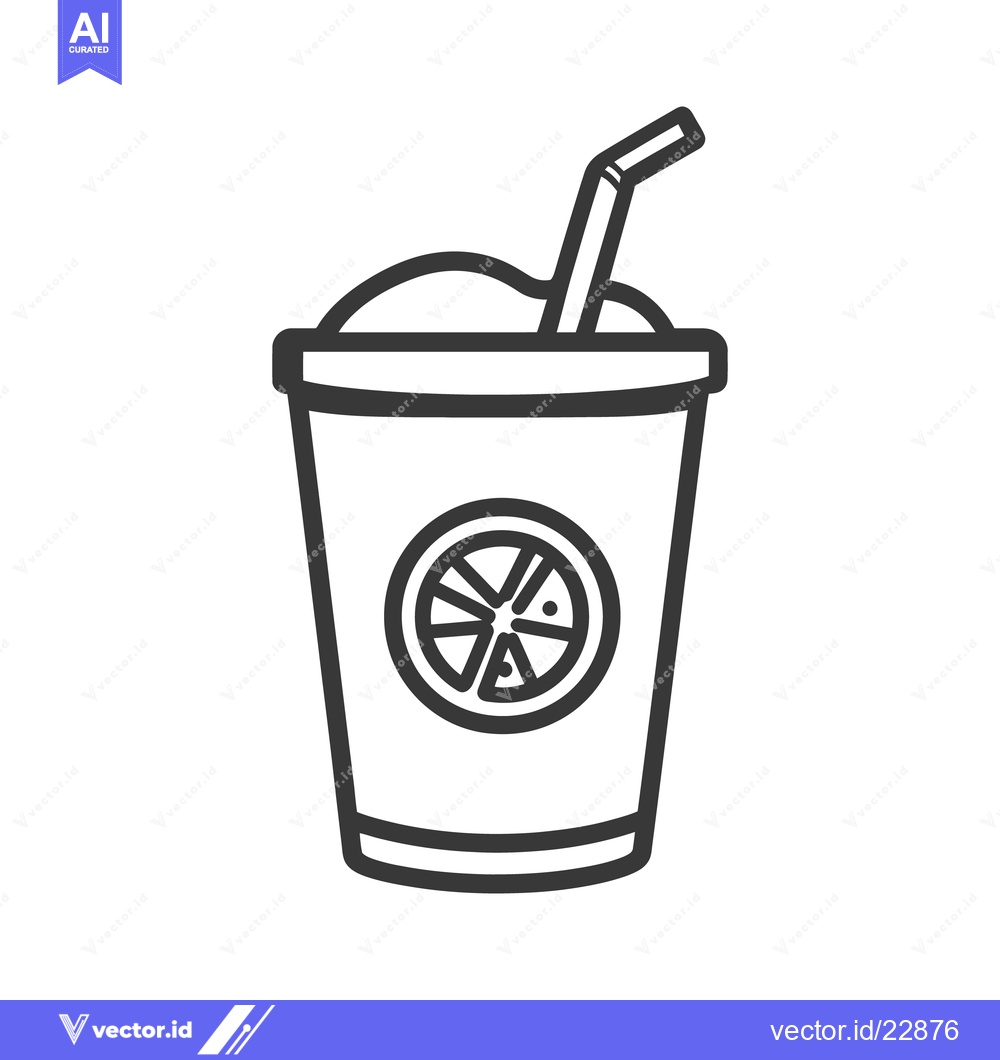 Premium Vector dari Simple black and white drawing of a drink with a straw