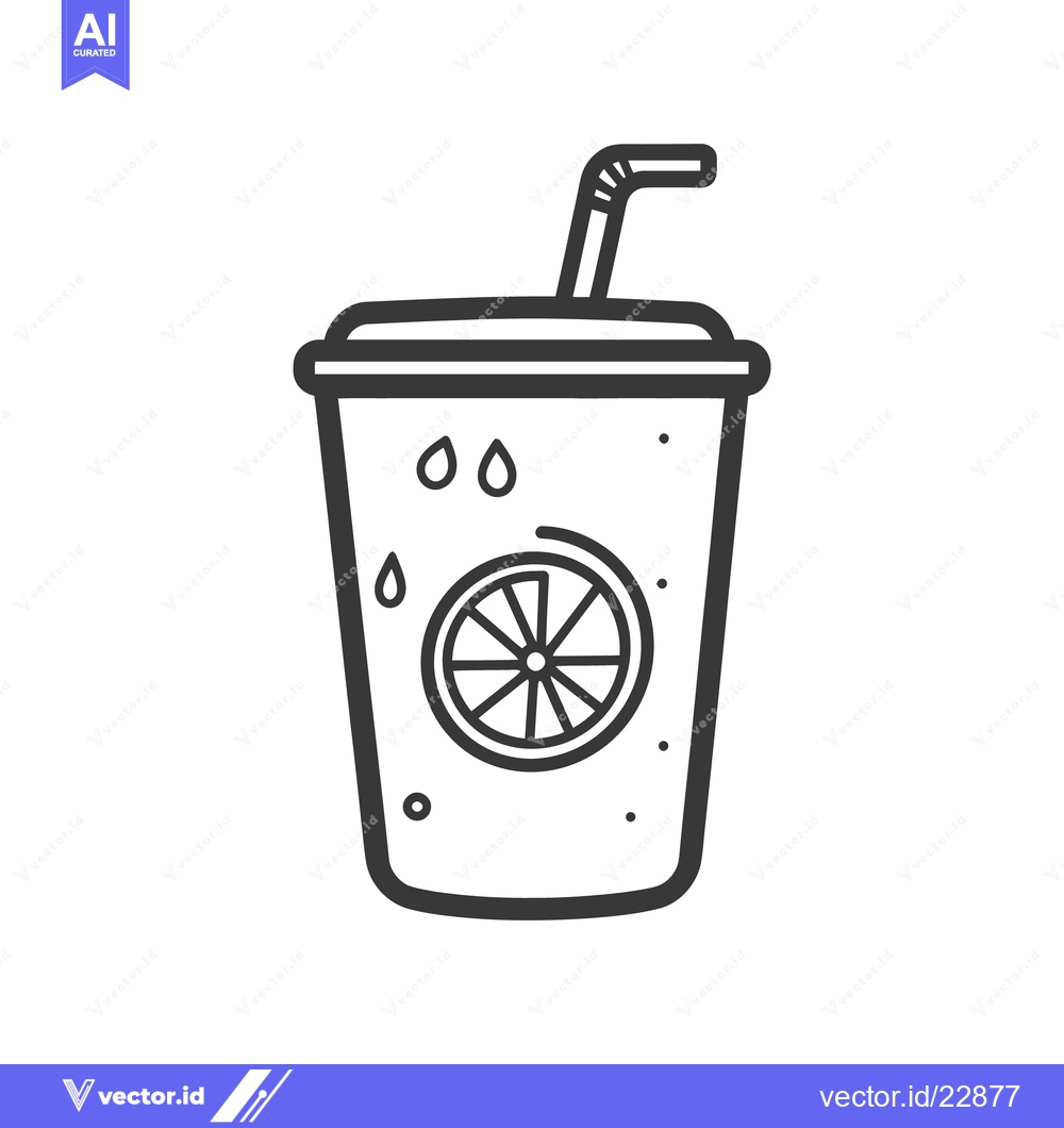 Premium Vector dari A fresh and cold beverage served in a disposable cup with a straw