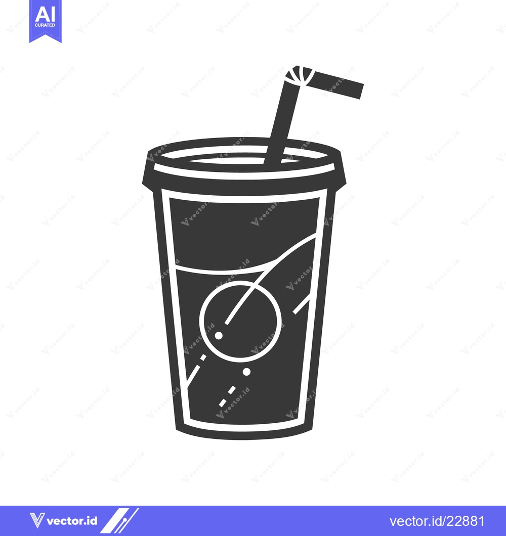 Premium Vector dari A monochrome illustration featuring a cup and drinking straw