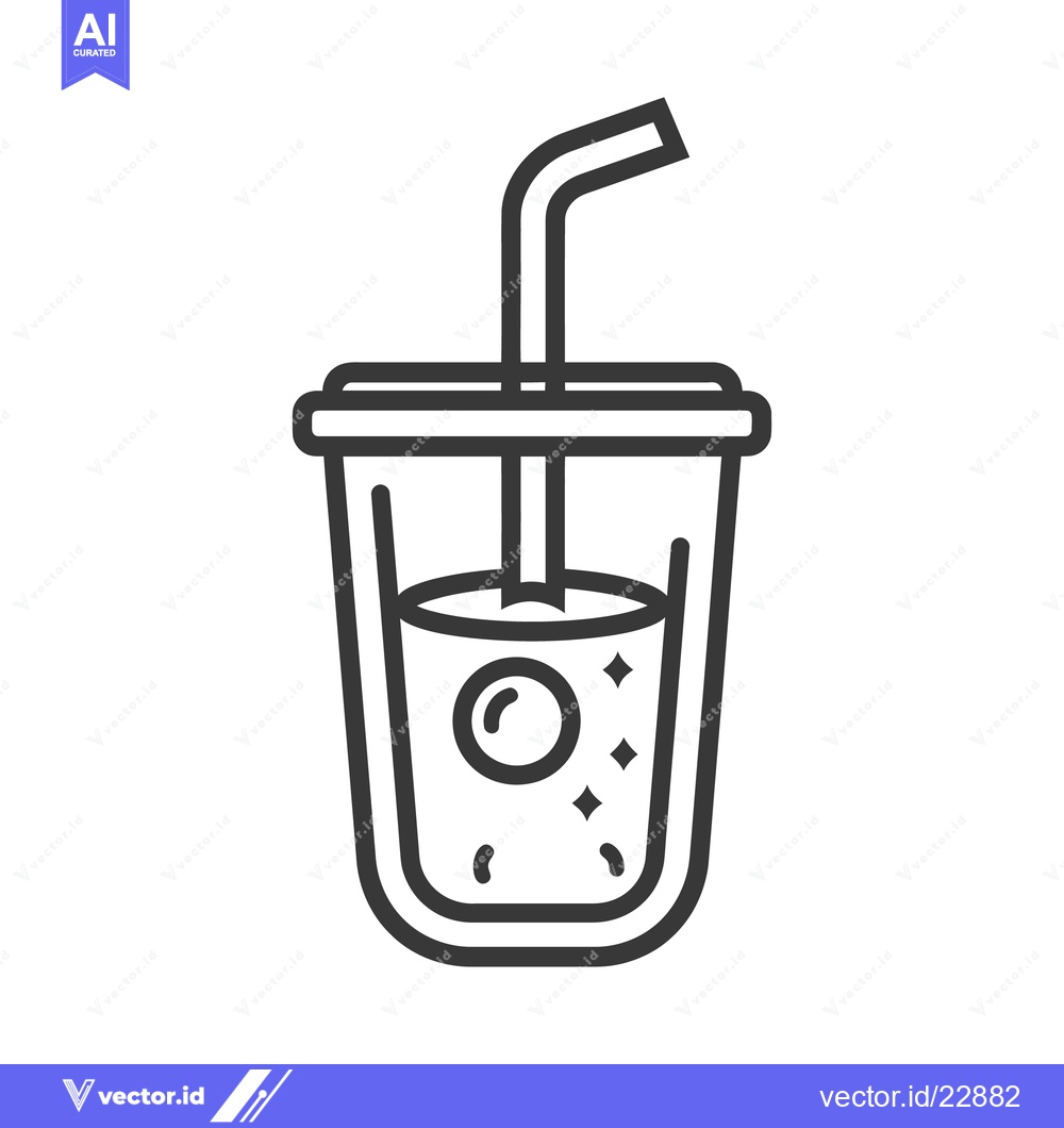 Premium Vector dari A simple black and white beverage cup with a drinking straw