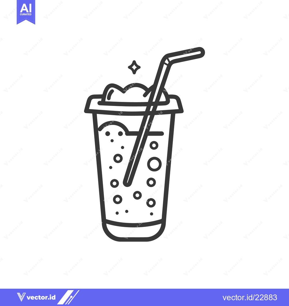 Premium Vector of A simple illustration of a cold beverage with straw and foam