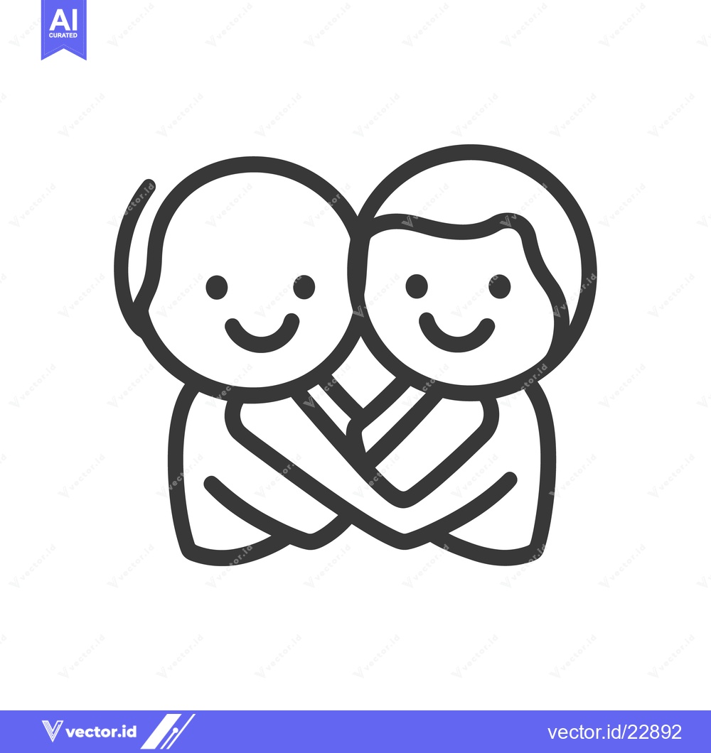 Premium Vector dari Two simplified human figures embracing each other with smiling faces