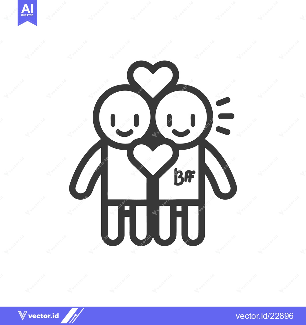 Premium Vector dari Two simple stick figures expressing love with hearts between them