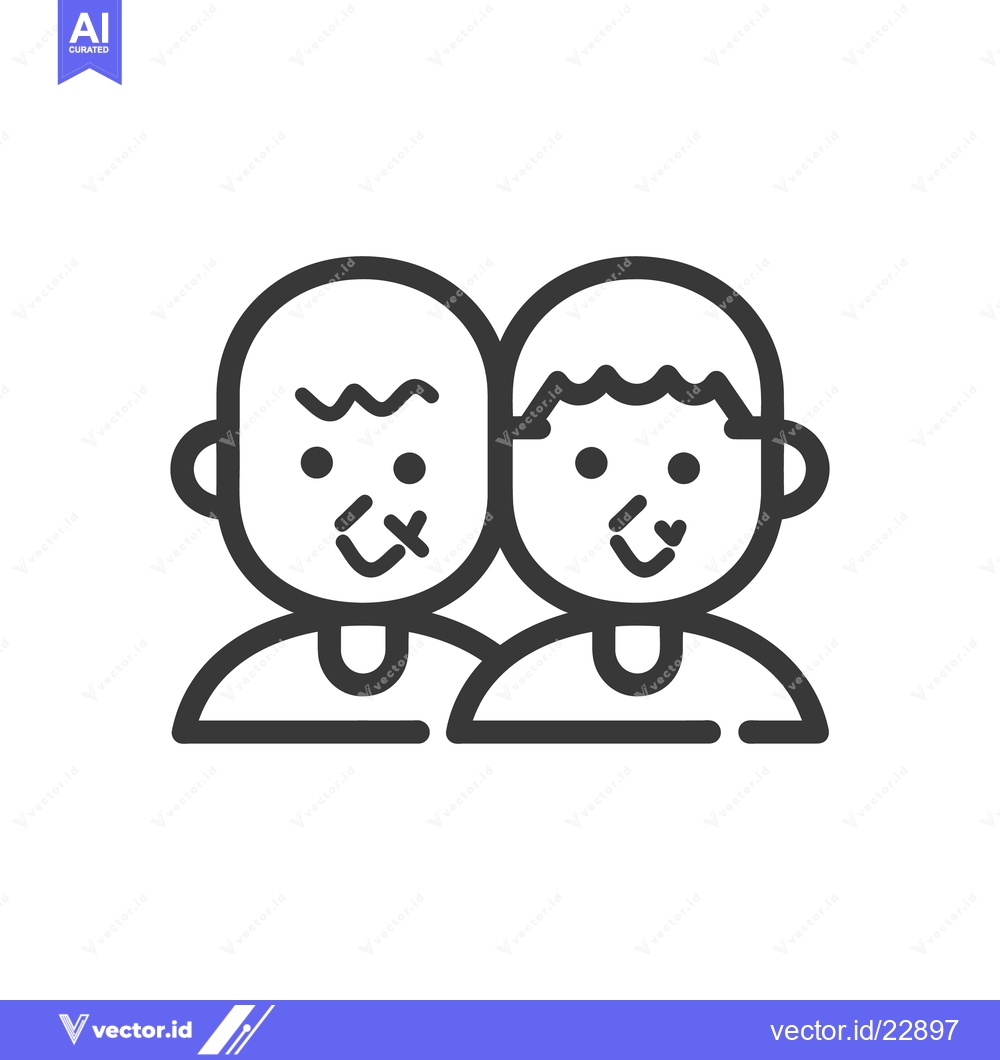 Premium Vector dari Two simplified cartoon figures looking at the viewer together