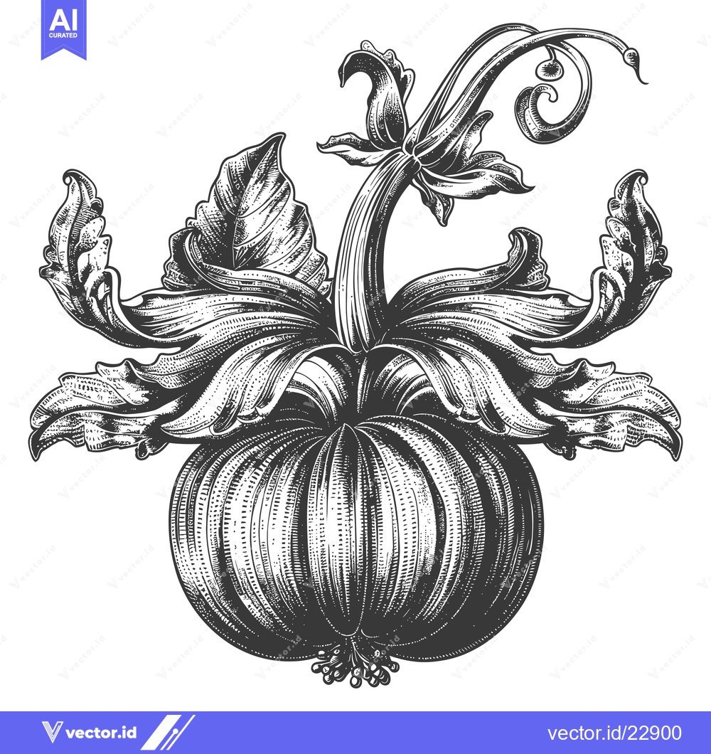 Premium Vector dari Ornate Pumpkin Illustration Botanical Vintage Design