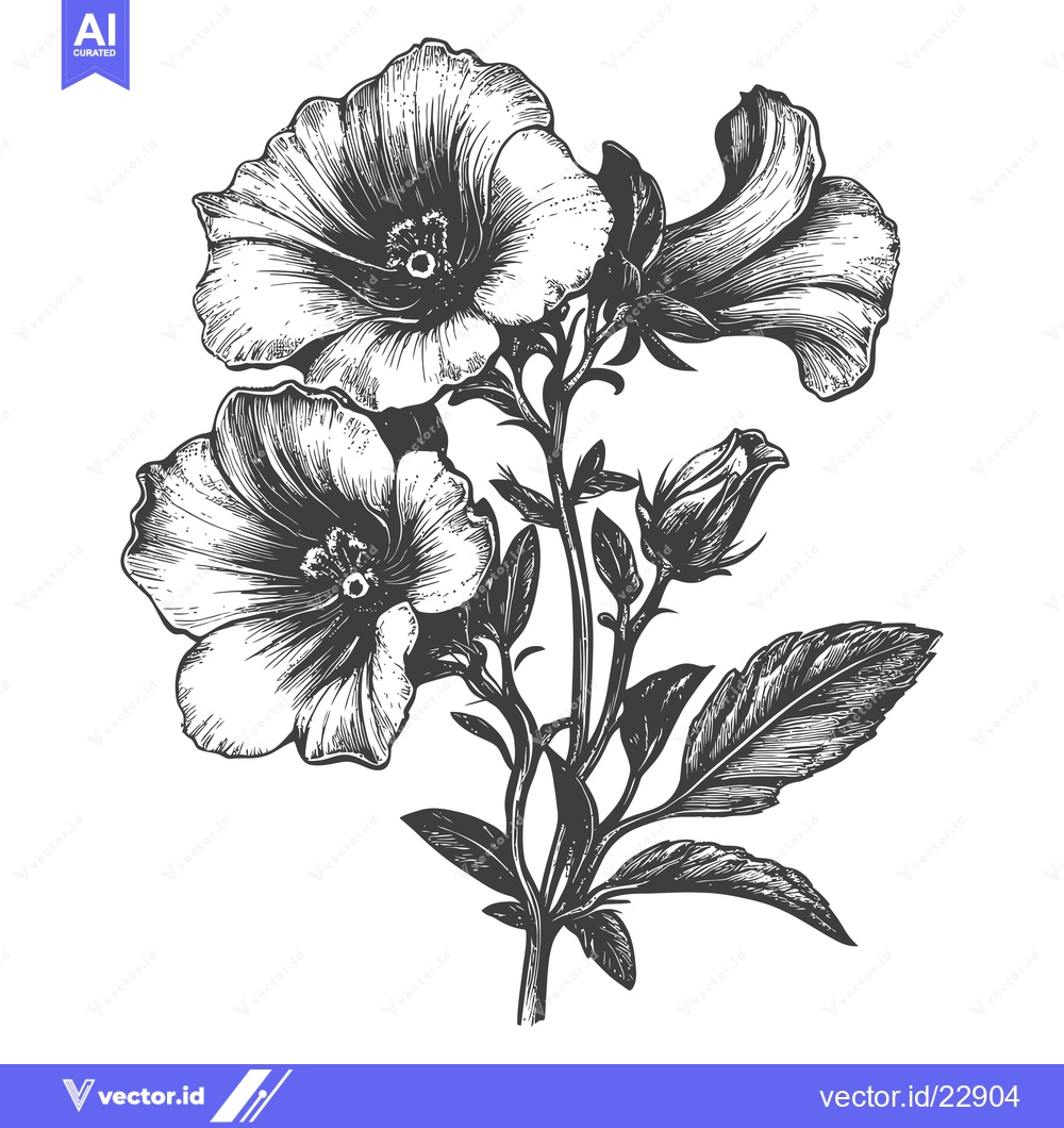 Premium Vector of Elegant Hand Drawn Flowers Botanical Illustration