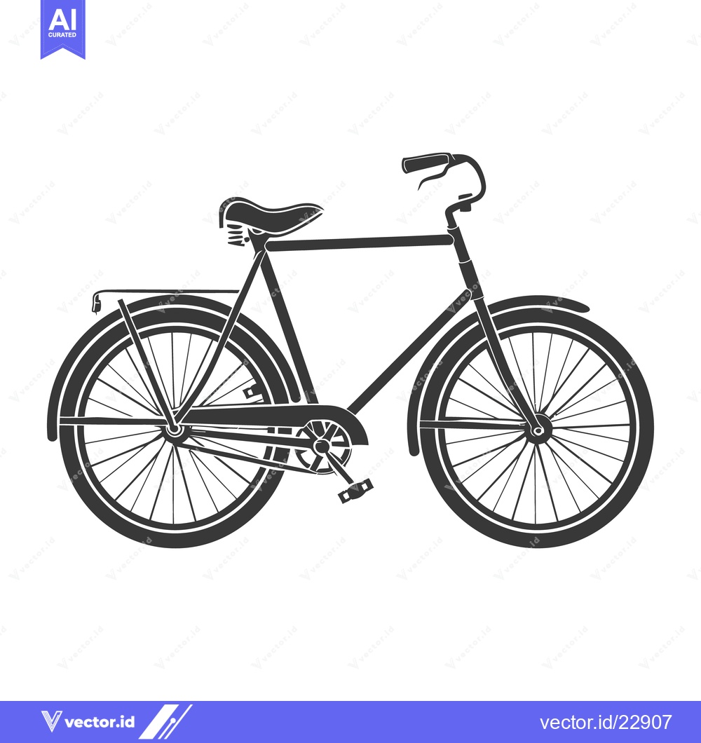 Premium Vector dari Simple Black Bicycle Illustration Depicted Against a Plain White Backg