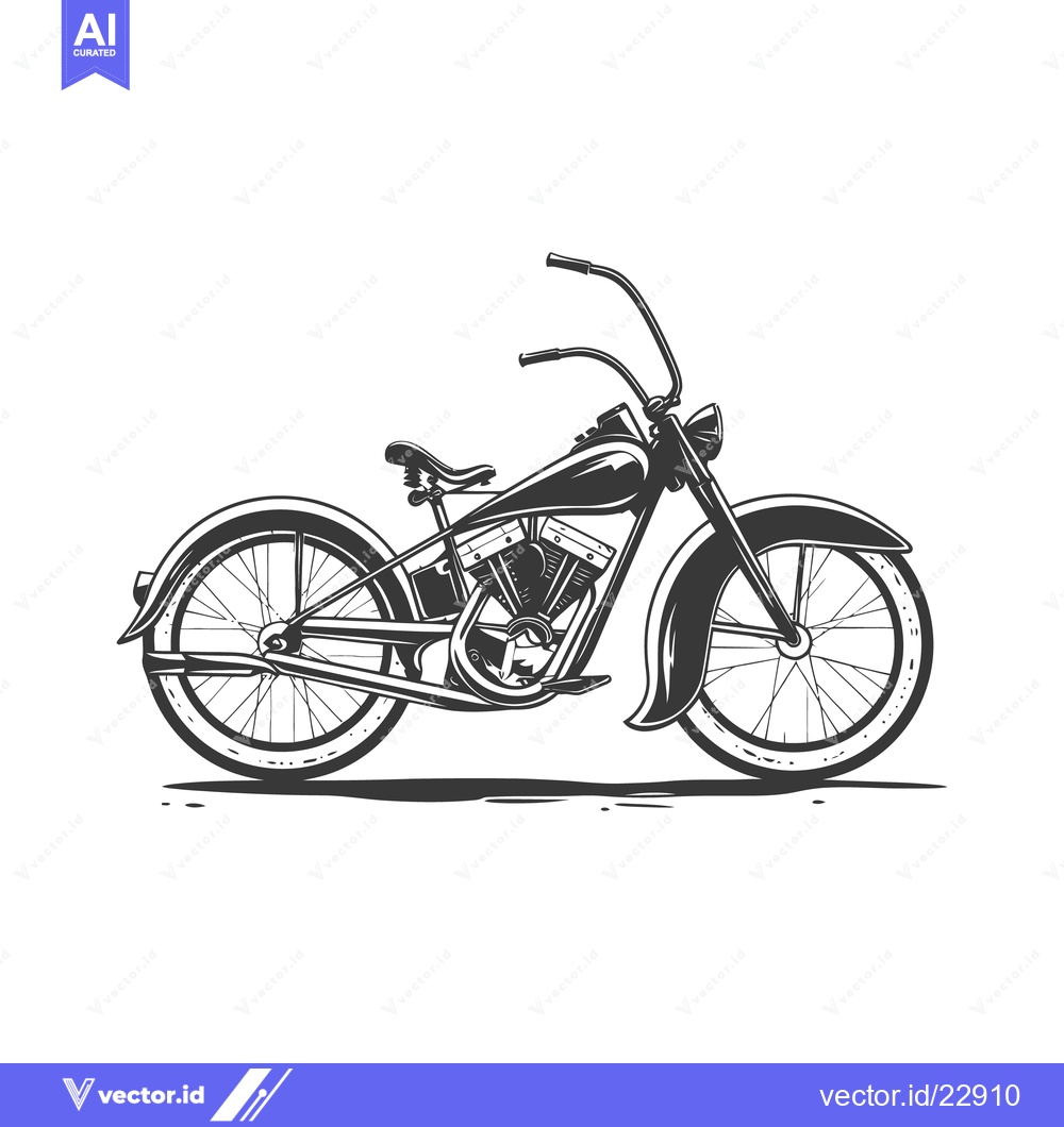 Premium Vector of A black and white illustration of a classic motorcycle design