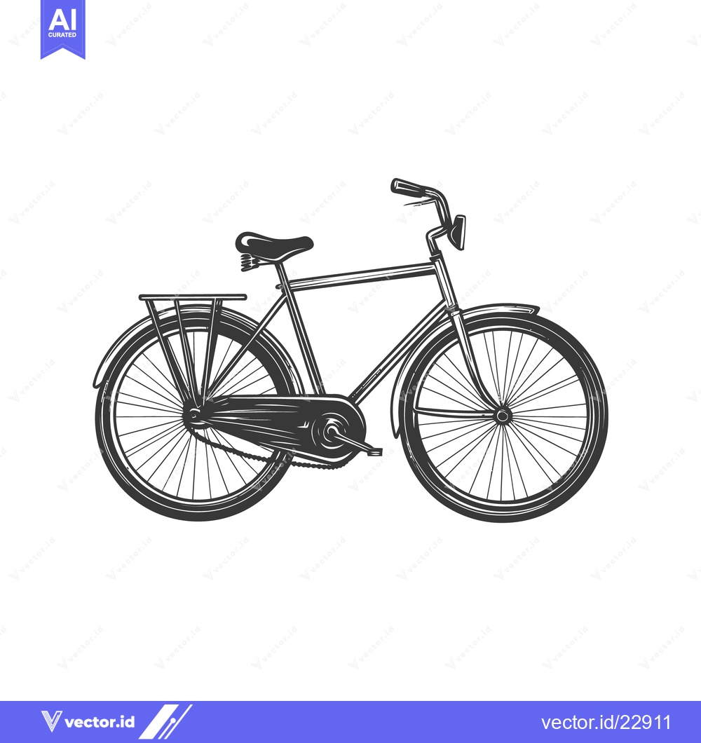 Premium Vector dari A detailed monochrome illustration depicting a vintage bicycle on whit