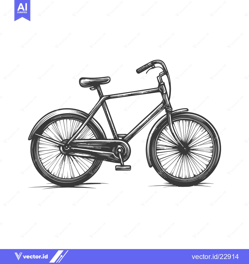 Premium Vector dari A detailed vintage style illustration of a bicycle is presented
