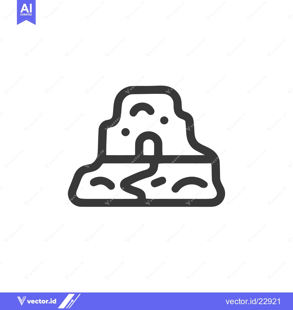 Premium Vector of Minimalist Cave Icon with Entrance and Path Outline