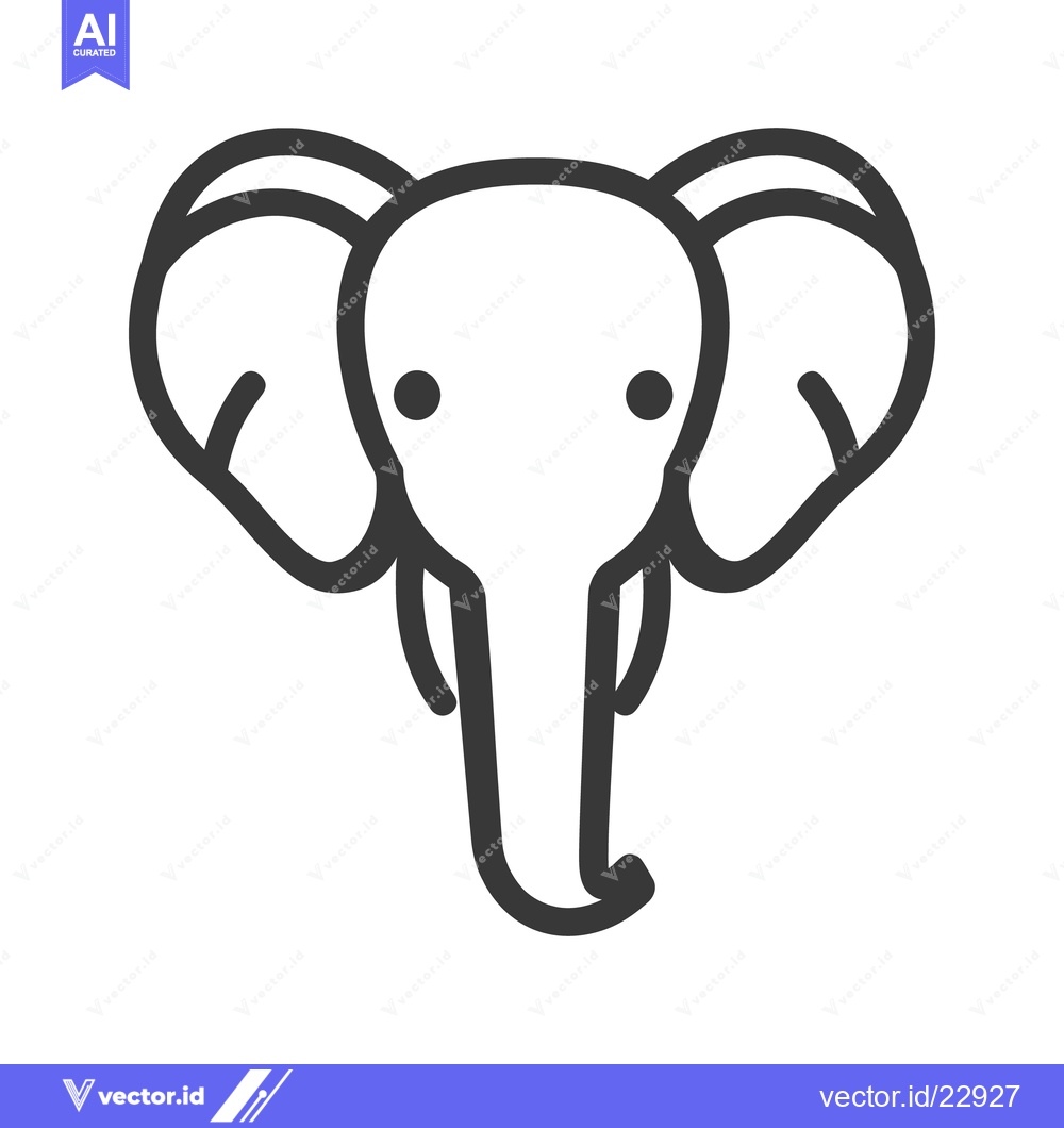 Premium Vector dari Simple outline of an elephants head with large ears