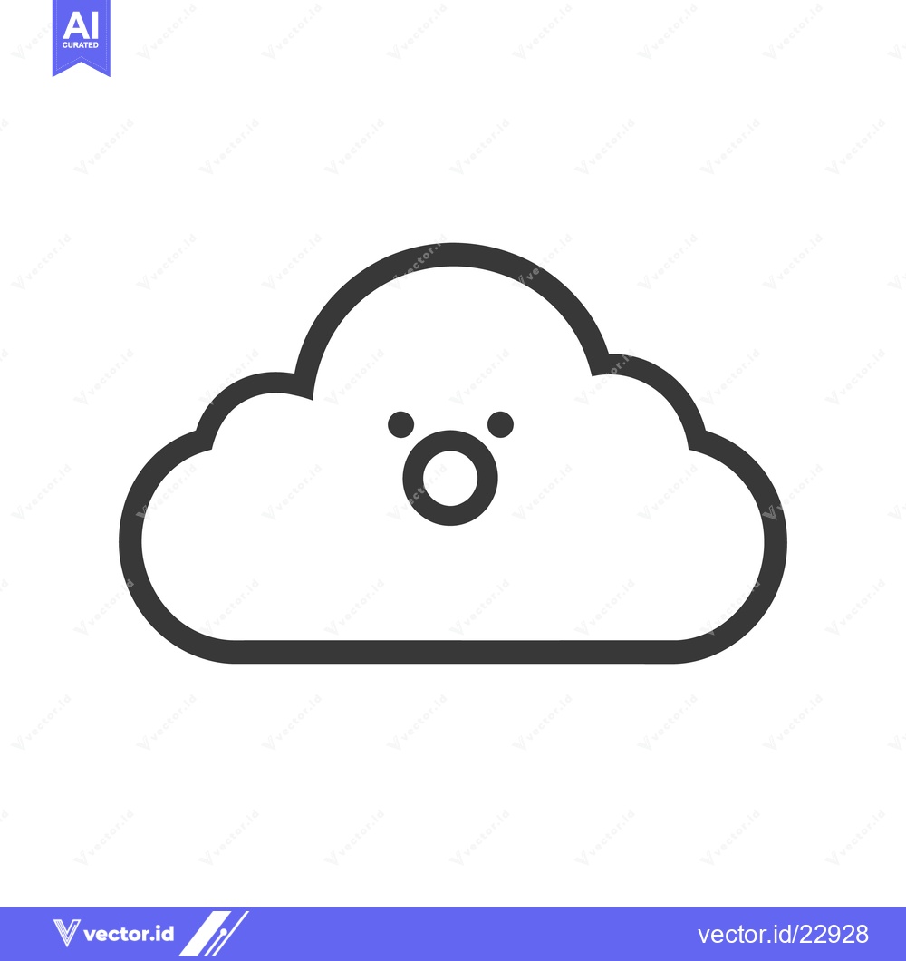 Premium Vector dari A simple line drawing showing an expressive cloud character