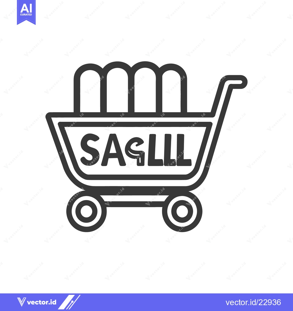 Premium Vector dari A simple outline drawing of a shopping cart with items inside it