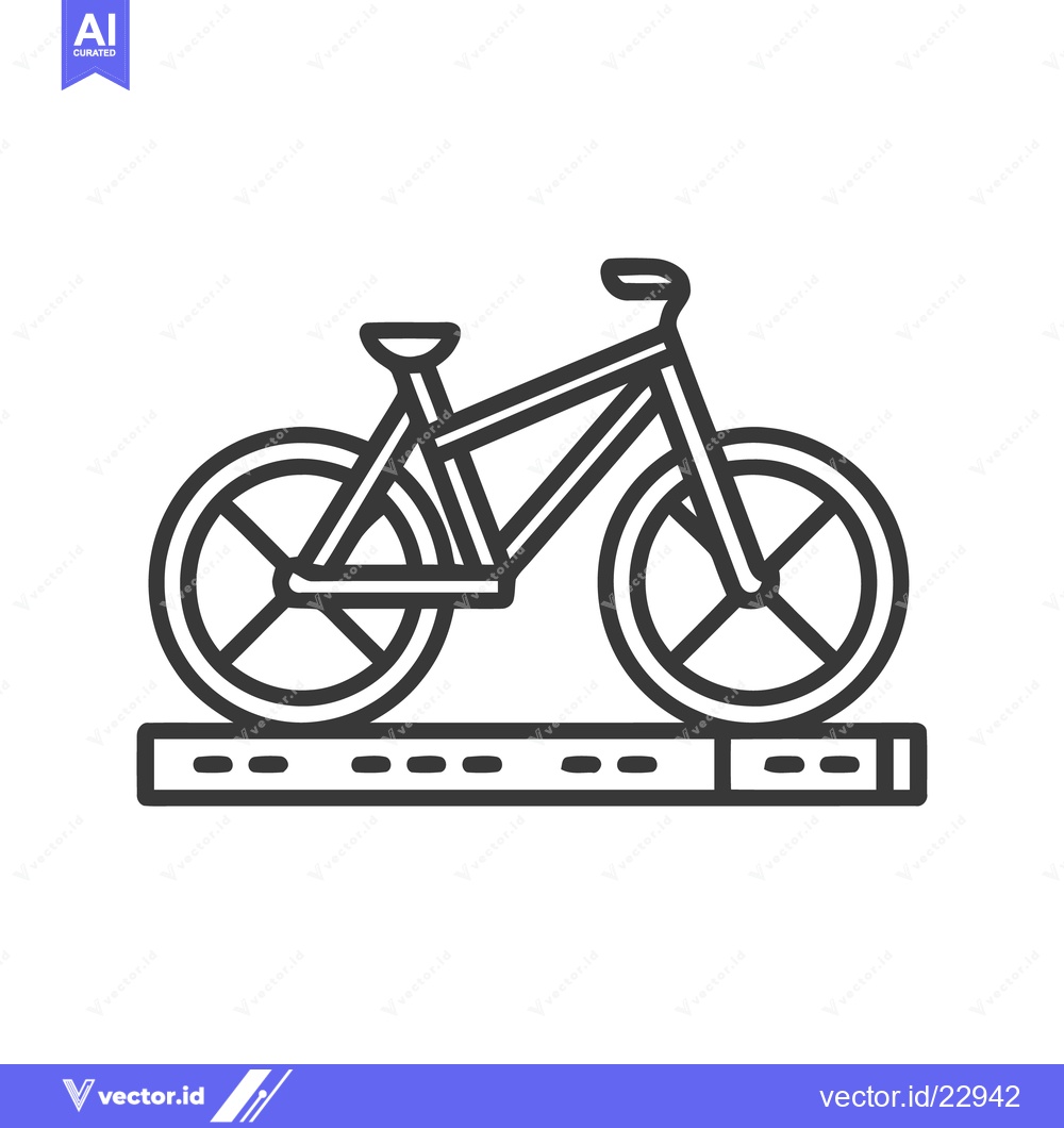 Premium Vector of Minimalist Bicycle Icon on Loading Bar, Black Outline