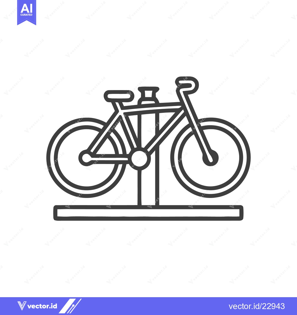 Premium Vector dari Minimalist Bicycle Icon on Stand, Clean Line Art Design