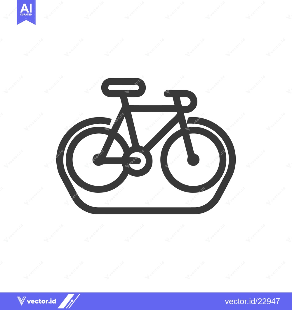 Premium Vector dari Minimalist Bicycle Icon with Rounded Frame, Black Outline on White
