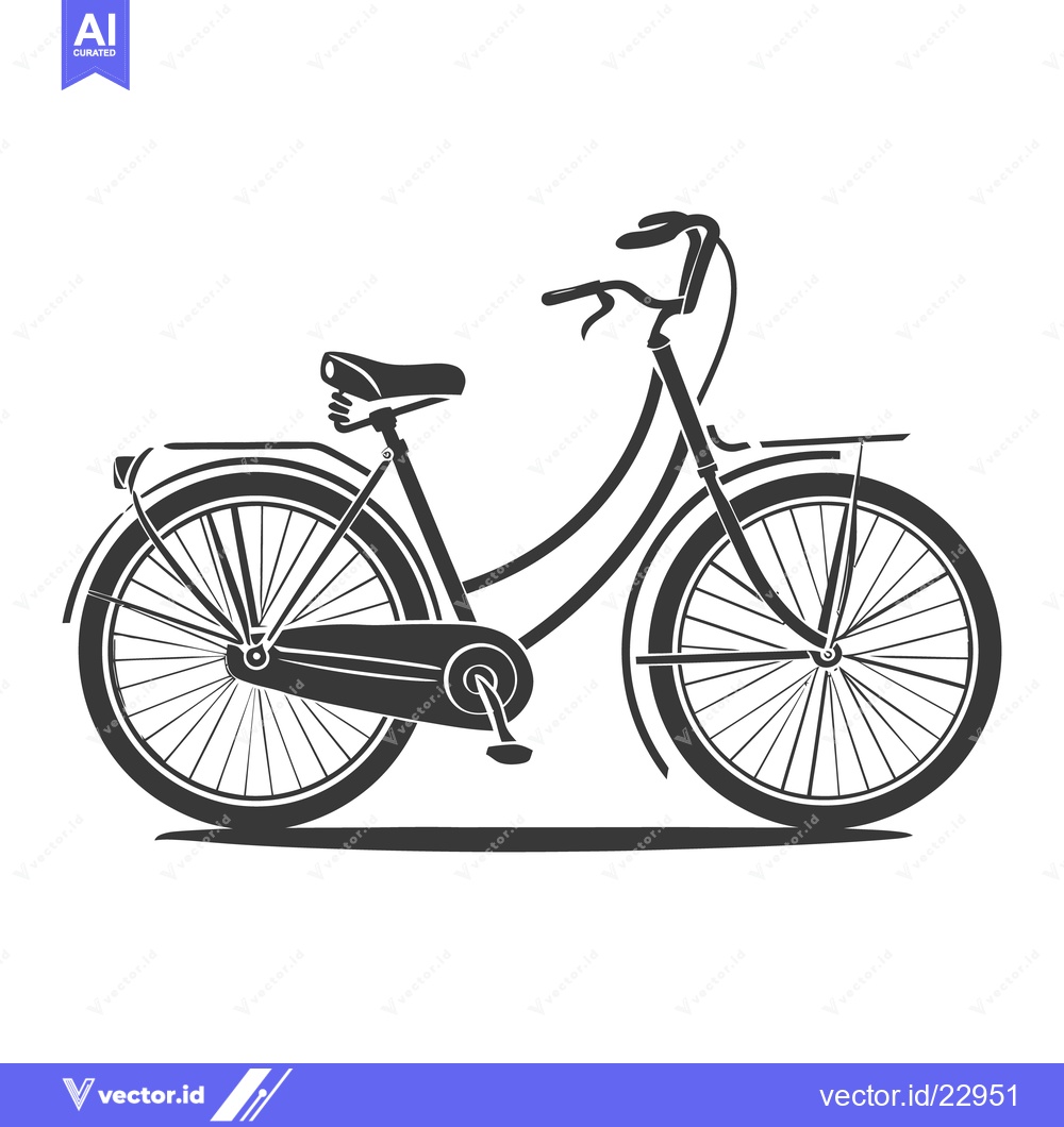 Premium Vector dari A stylized silhouette image of a vintage bicycle on a white background