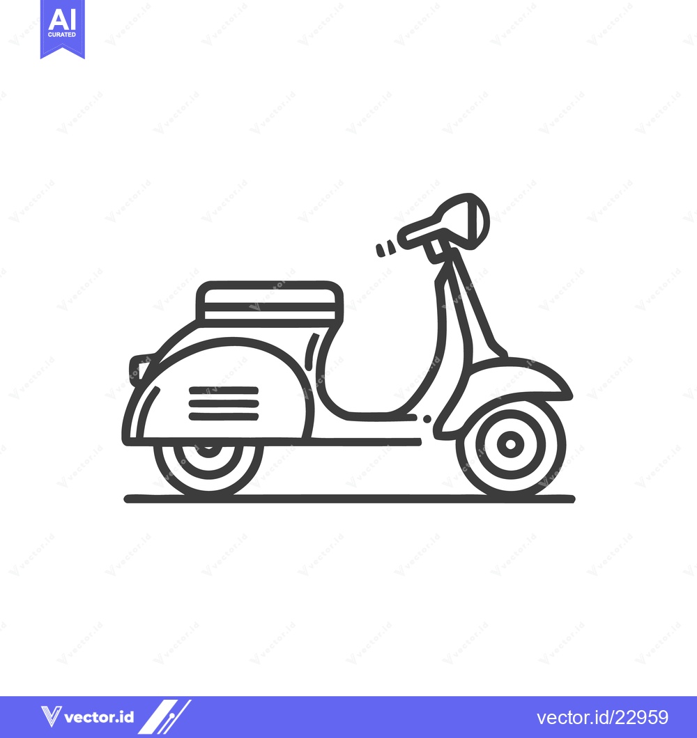 Premium Vector of Vintage Scooter Line Art: Classic Italian Design Illustration