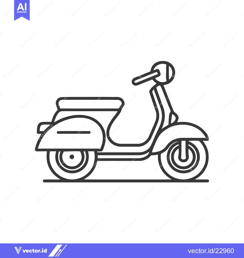 Premium Vector of Minimalist Scooter Line Art: Clean, Modern Transportation Icon Design