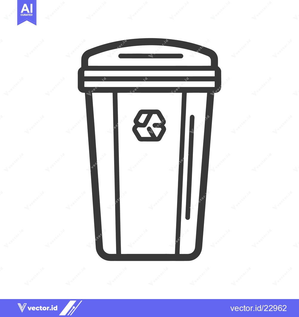 Premium Vector dari A simple line drawing illustration of a recycling bin container