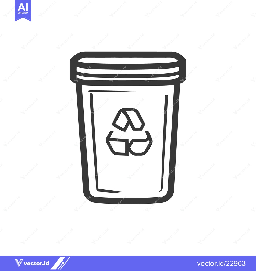 Premium Vector of A monochrome depiction of a recycling bin graphic illustration