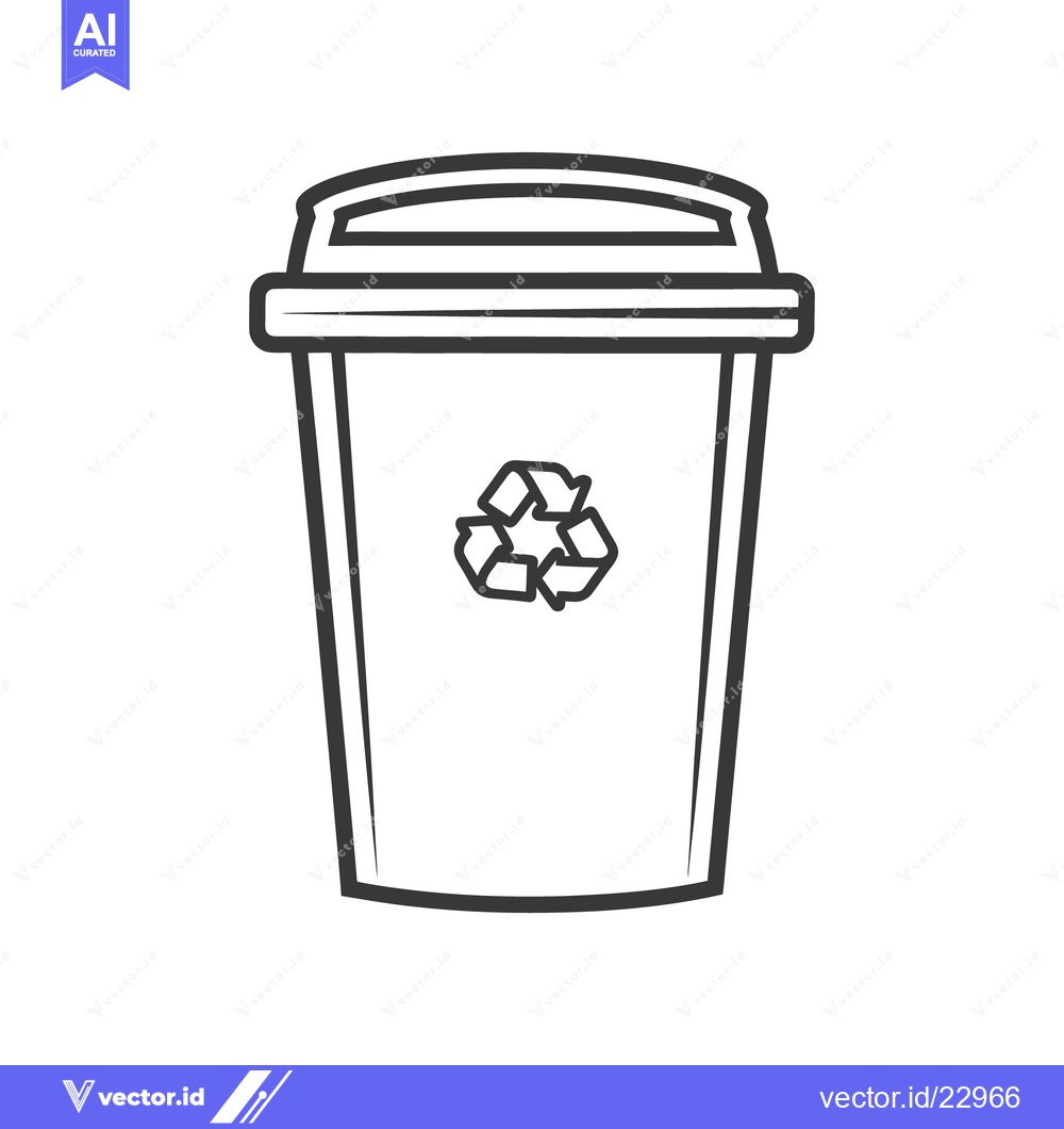 Premium Vector dari A simple line art drawing of a recycling container