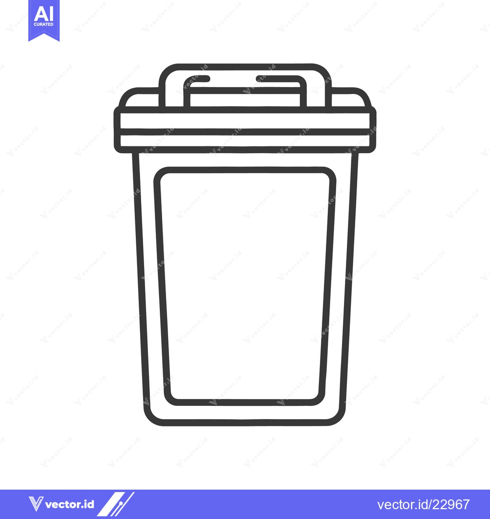 Premium Vector of An outlined illustration of a waste container with a handle on top