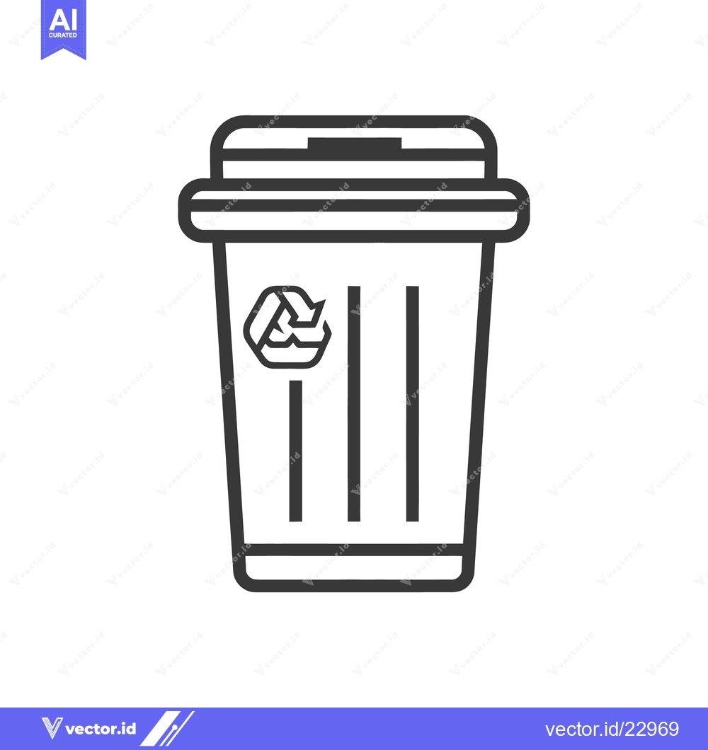 Premium Vector of A black and white illustration of a recycling bin