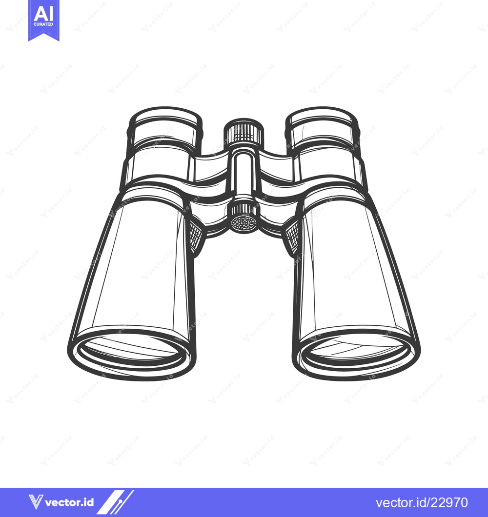 Premium Vector of A Black And White Illustration Depicting Classic Binoculars