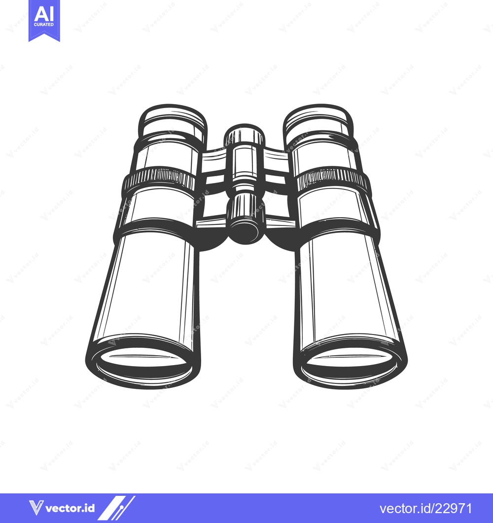 Premium Vector of A detailed monochrome illustration of a pair of binoculars presented c