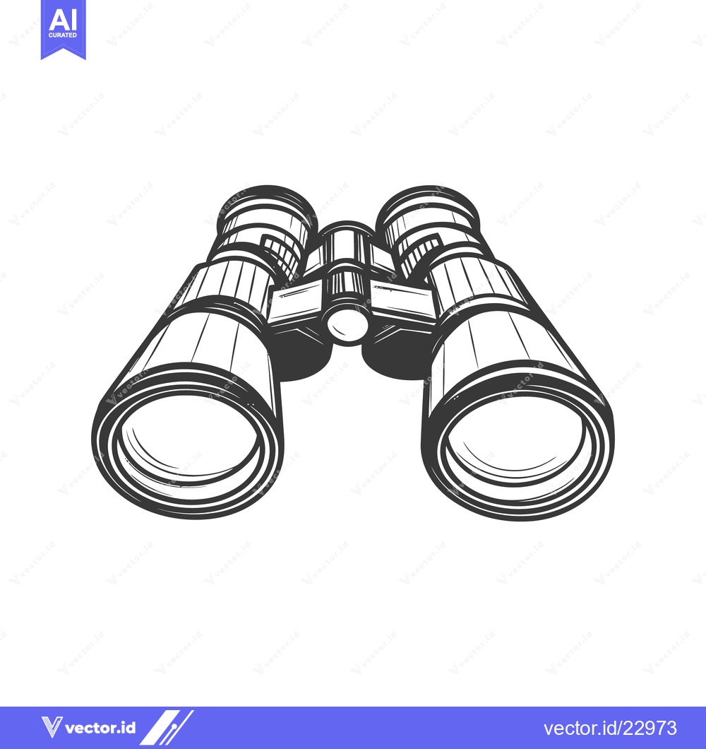 Premium Vector dari A graphic illustration featuring a pair of binoculars on a white backg