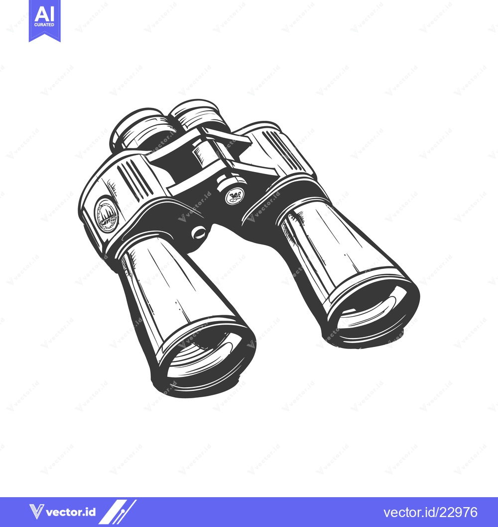 Premium Vector dari Detailed monochrome illustration of a pair of binoculars on white
