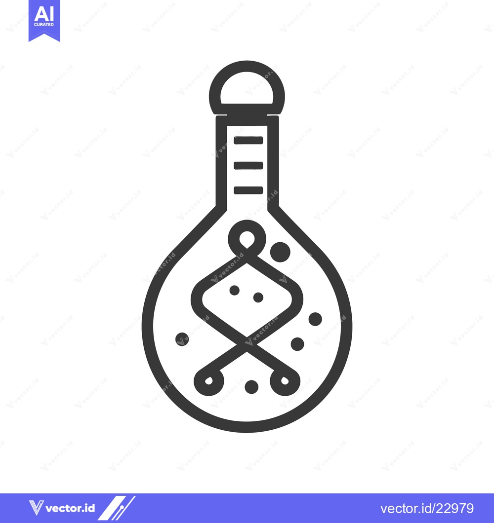 Premium Vector of A stylized illustration showing a flask with genetic structure inside