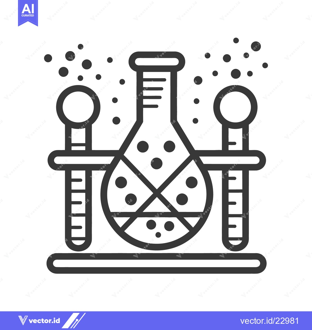 Premium Vector of A stylized image of laboratory glassware and chemical reaction