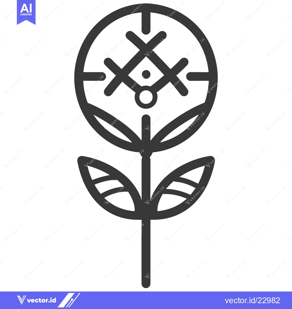 Premium Vector of A stylized outline illustration presents a floral shaped graphic desig