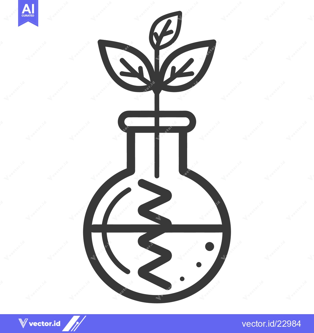 Premium Vector of A plant is sprouting inside a laboratory glassware container