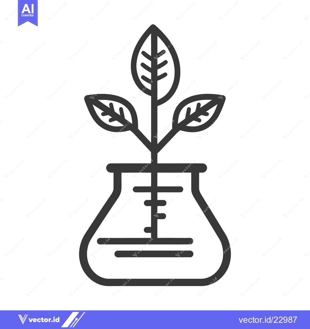 Premium Vector dari A small green plant growing inside of a glass laboratory beaker