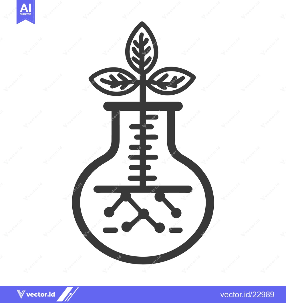 Premium Vector of A plant growing in a laboratory flask represents biology research