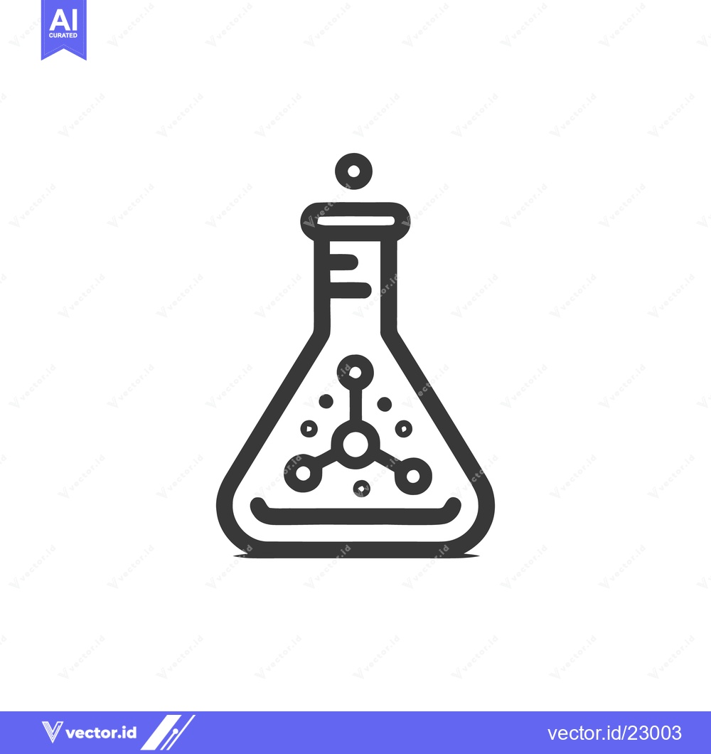 Premium Vector dari Simple Line Art of a Beaker with Chemical Formula