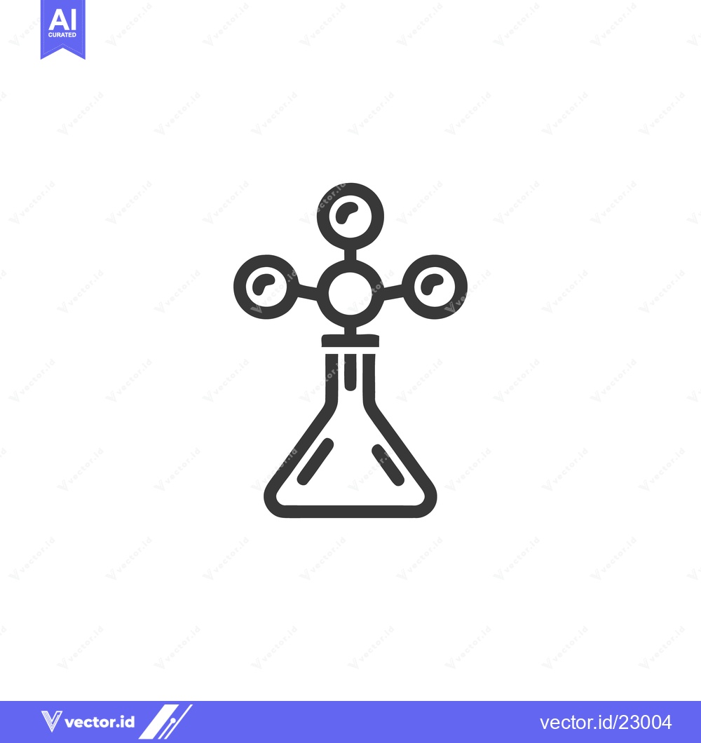 Premium Vector dari Minimalist Science Icon: Flask with Molecular Structure, Line Art