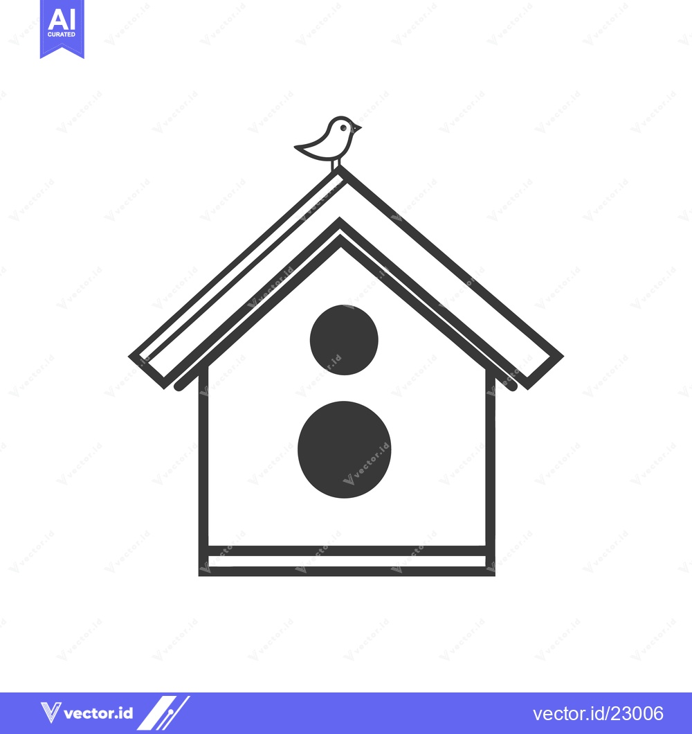 Premium Vector of A bird rests atop a simple illustration of a birdhouse