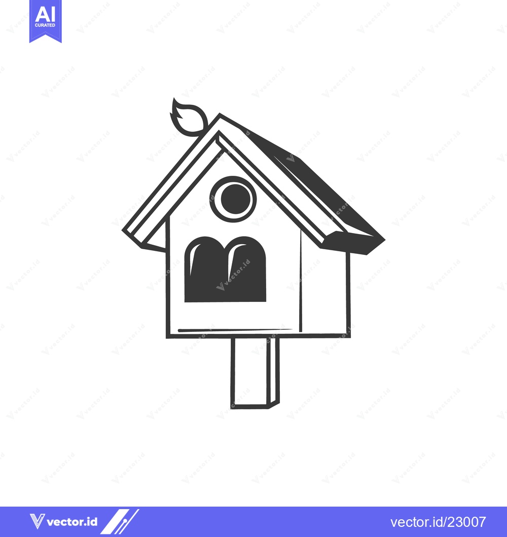 Premium Vector dari A simple illustration of a birdhouse design with a leaf detail