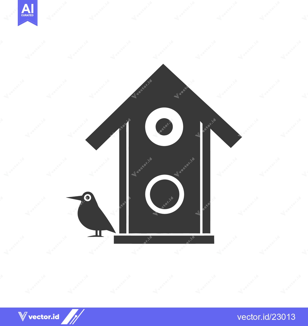 Premium Vector of A stylized depiction shows a bird and a birdhouse of modern design