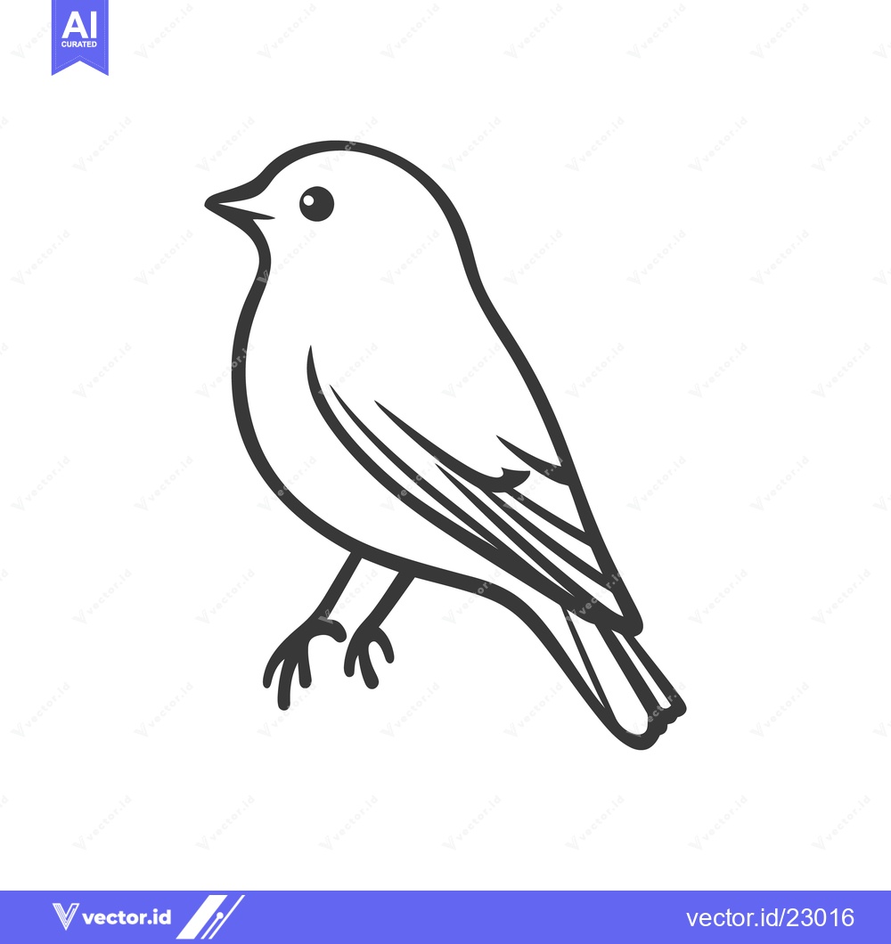 Premium Vector dari A simple black and white illustration depicts a small bird profile