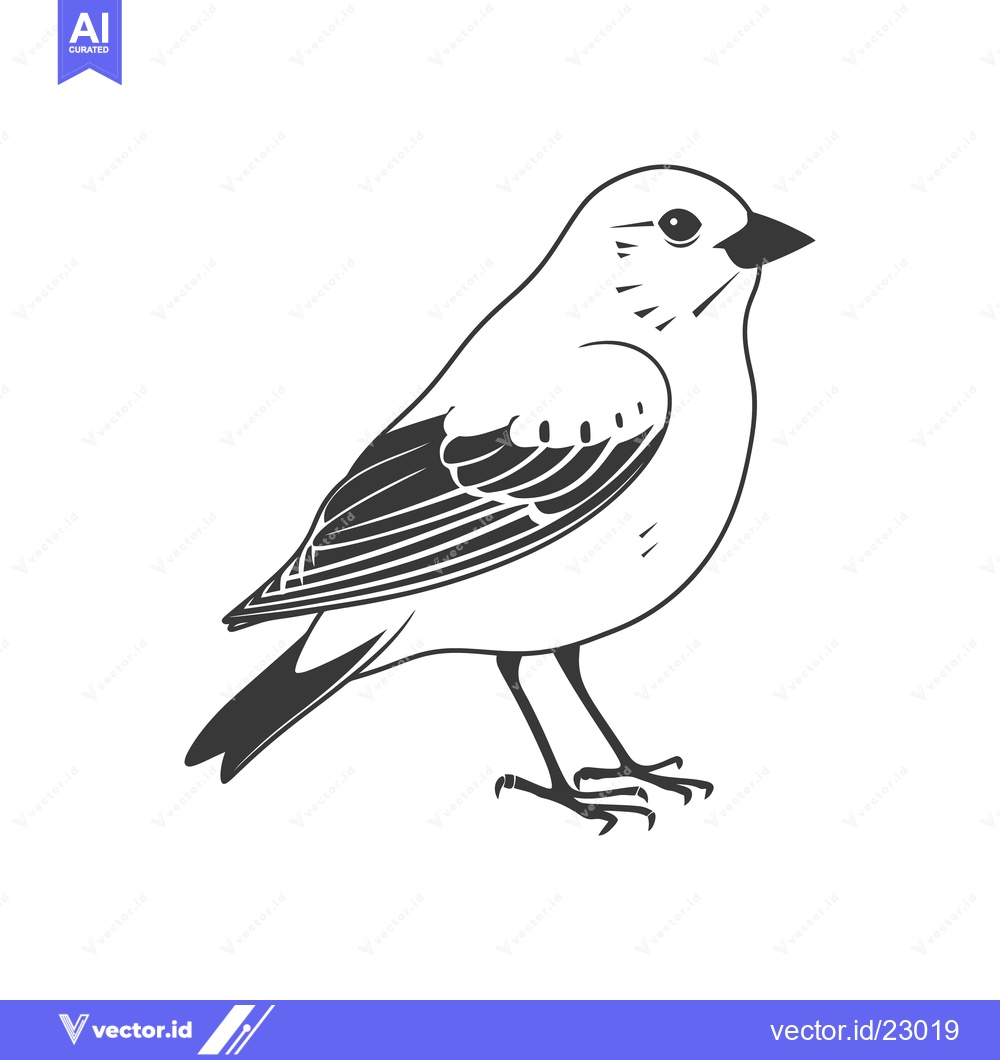 Premium Vector dari A stylized black and white illustration of a small bird