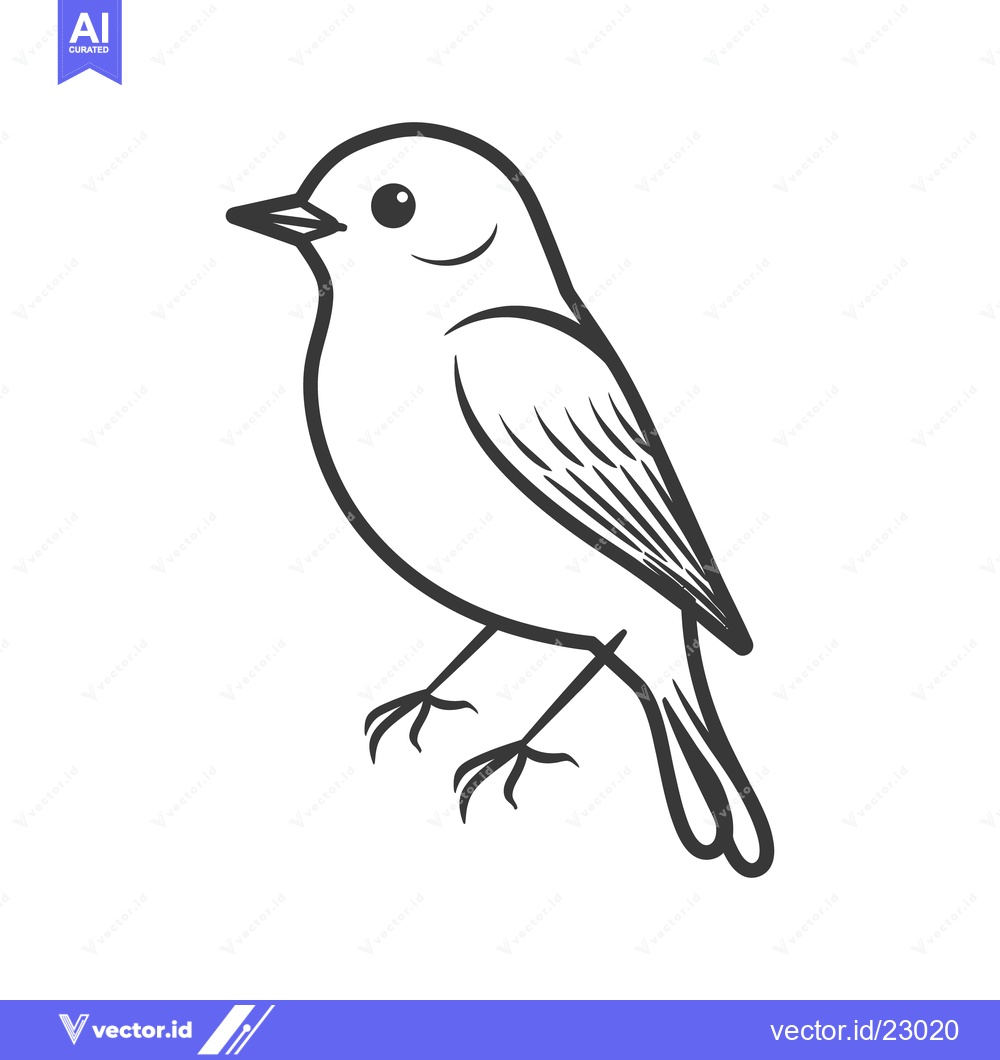 Premium Vector dari A simple black and white illustration of a small bird